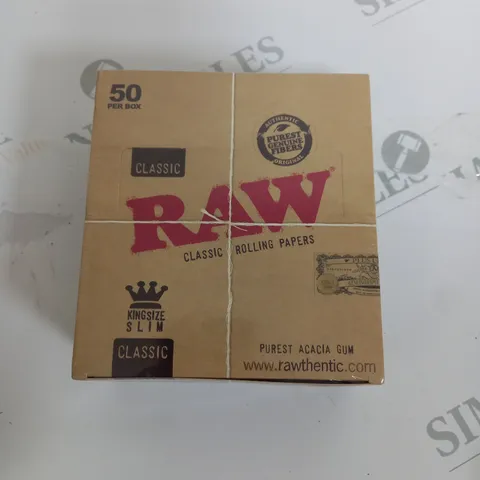 RAW CLASSIC KING SIZE SLIM ROLLING PAPERS 50 PACKS