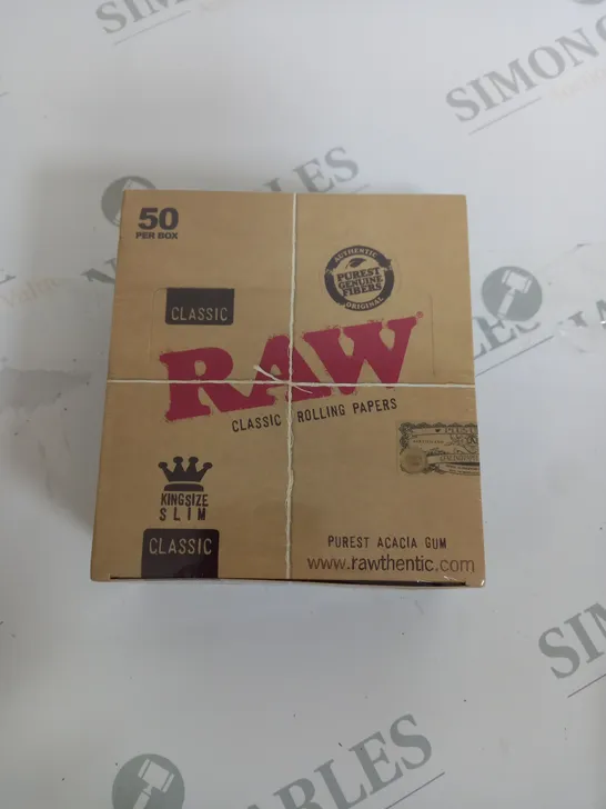 RAW CLASSIC KING SIZE SLIM ROLLING PAPERS 50 PACKS