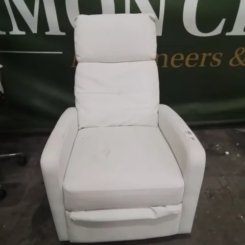 DESIGNER MANUAL RECLINING EASY CHAIR WHITE FAUX LEATHER 