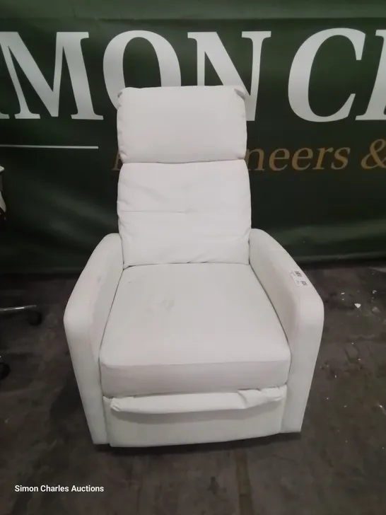 DESIGNER MANUAL RECLINING EASY CHAIR WHITE FAUX LEATHER 