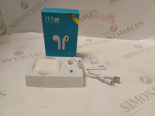 BOXED I11 5.0 TRUE WIRELESS HEADSET WITH MIC AND MULTI-FUNCTION TOUCH BUTTON - WHITE