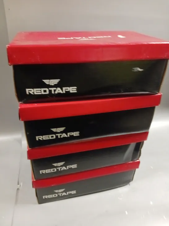 LOT OF 4 BOXED PAIRS OF RED TAPE BROWN SHOES - SIZES 8/12/6 X2