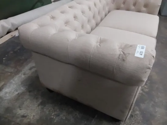 DESIGNER CHESTERFIELD TWO SEATER SOFA NATURAL FABRIC 