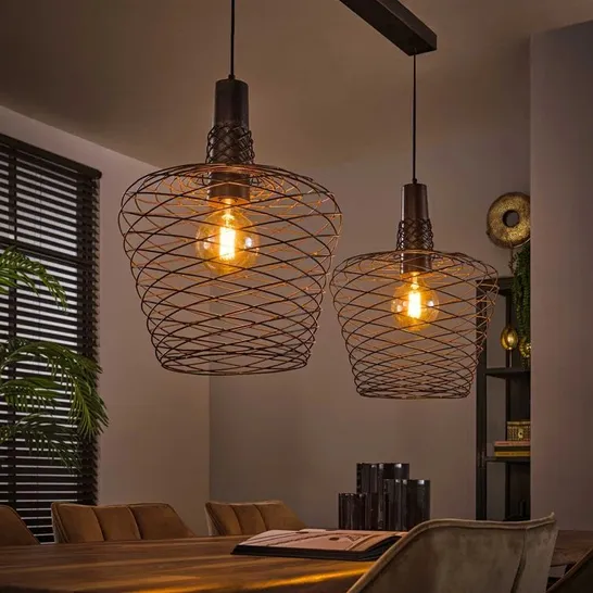 BOXED BAUN 2 LIGHT KITCHEN ISLAND GEOMETRIC PENDANT 