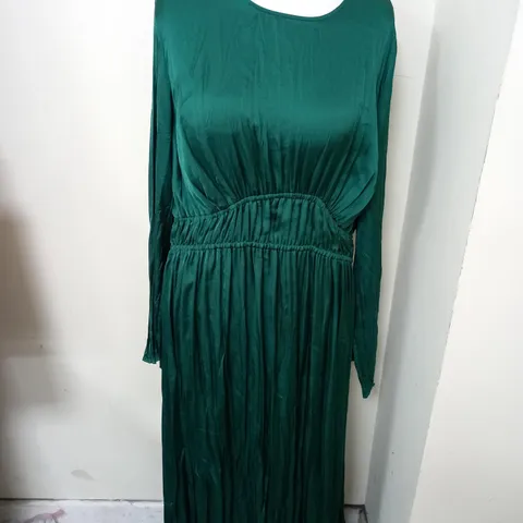 M&S COLLECTION CRINKLE EFFECT DRESS - GREEN - SIZE 16 REG LENGTH 