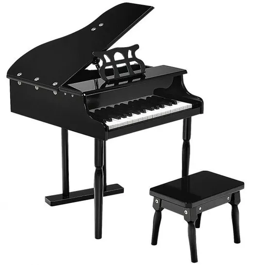 BOXED COSTWAY 30-KEY WOOD TOY KIDS GRAND PIANO WITH BENCH AND MUSIC - BLACK