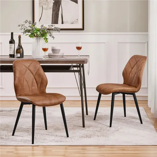 BOXED SET OF 2  FELDSPAR UPHOLSTERED DINING CHAIRS - RETRO BROWN (1 BOX)