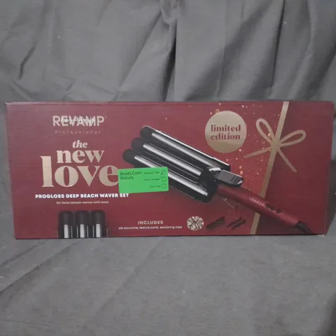 BOXED REVAMP PROFESSIONAL THE NEW LOVE PROGLOSS DEEP BEACH WAVER SET 