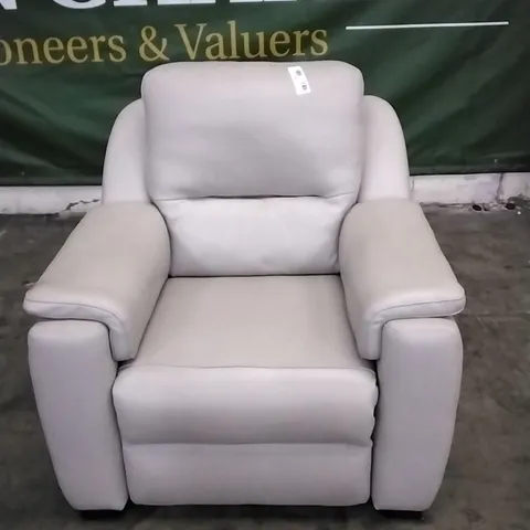 QUALITY ITALIAN DESIGNER AVOLA WHITE GREY LEATHER POWER RECLINER ARMCHAIR