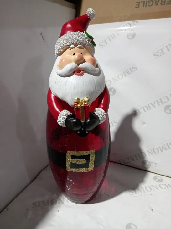 FESTIVE PRE-LIT LARGE GLASS CHRISTMAS CHARACTER - SANTA