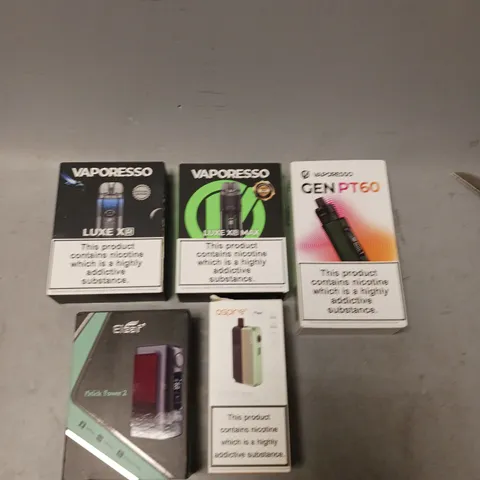 APPROXIMATELY 20 VAPES & E-CIGARETTES TO INCLUDE ELEAF ISTICK POWER 2, ASPIRE FLEXUS BLOK, VAPORESSO XROS 2 ETC