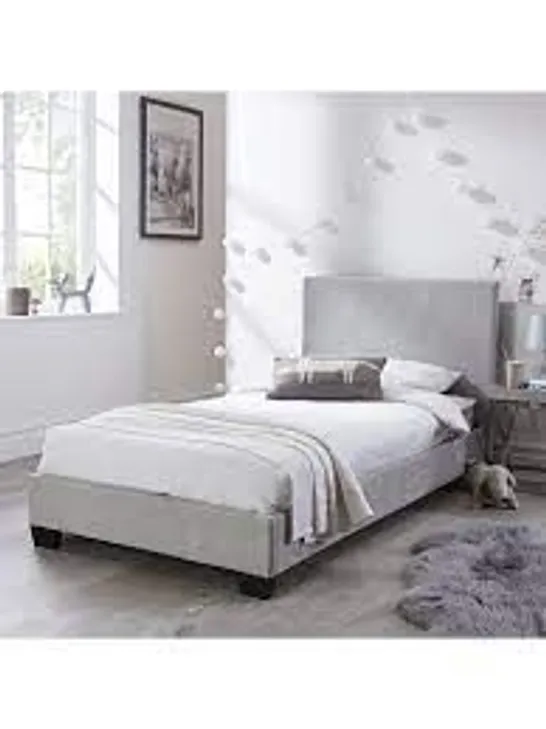 BOXED RILEY FABRIC SINGLE BED FRAME - GREY (1 BOX)