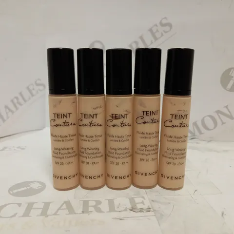 LOT OF 5 GIVENCHY TEINT COUTURE LONG WEARING FLUID FOUNDATION IN ELEGANT SHELL (5 X 10ML)