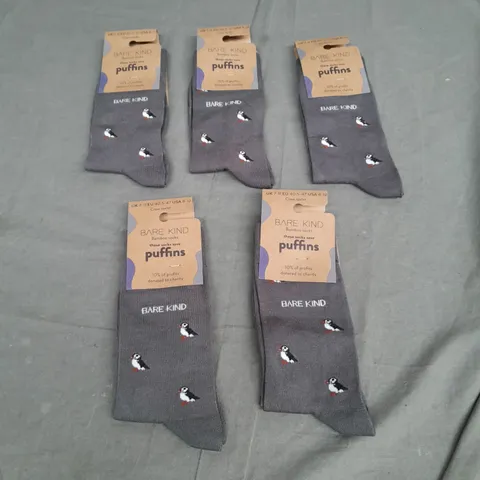 5 X PAIRS OF BARE KIND PUFFINS SOCKS 