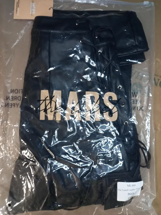 MARS THE LABEL LACED LEATHER TROUSERS IN BLACK UK SIZE 8