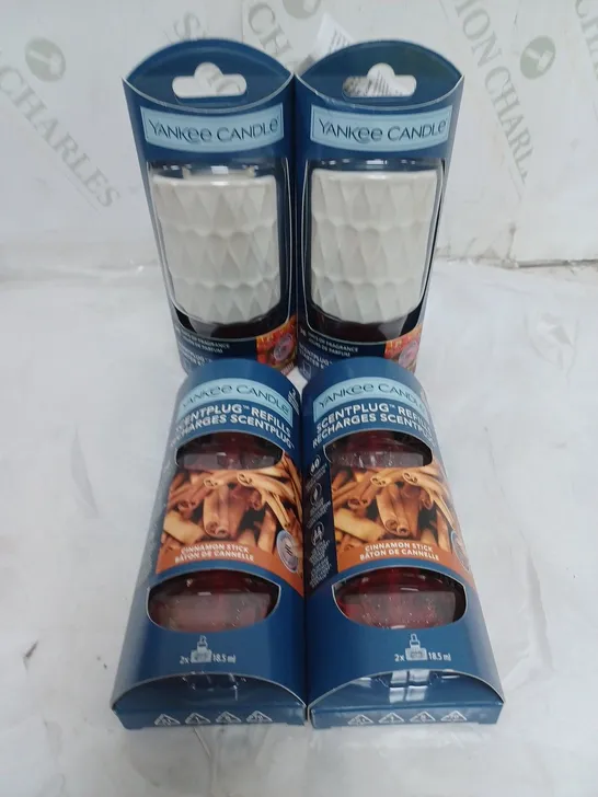 LOT OF 2 YANKEE CANDLE SCENTPLUG STARTER KIT WITH 2 REFILLS CINNAMON STICK SCENT