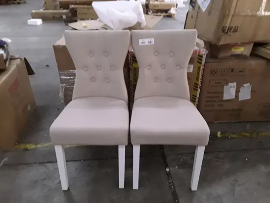 PAIR OF CREAM FABRIC DINING CHAIRS 