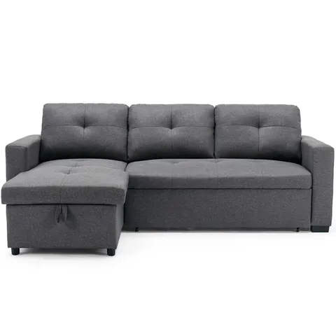 BOXED NEWPORT FABRIC CORNER SOFA BED - GREY (2 BOXES)