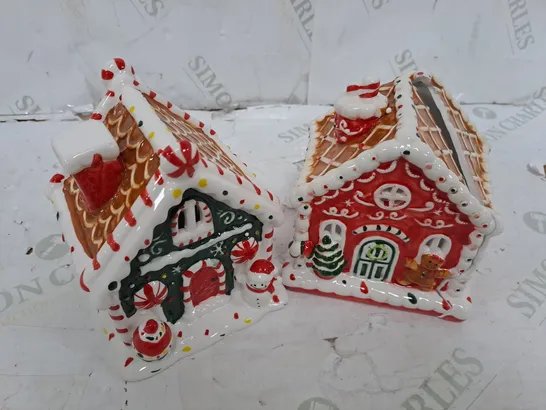 MR. CHRISTMAS SET OF 2, 4" BATTERY-OPERATED NOSTALGIC GINGERBREAD HOUSE