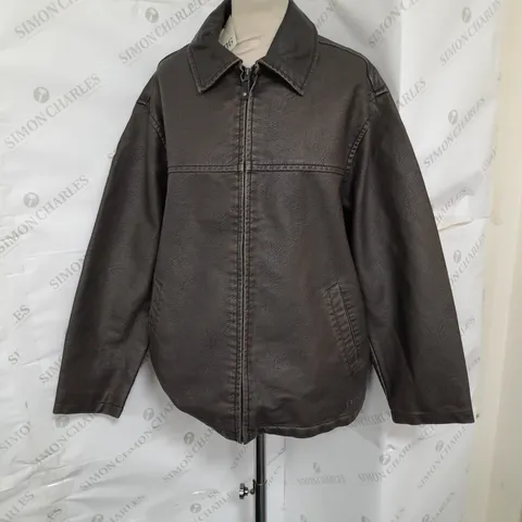 BDG LEATHER JACKET IN BROWN SIZE S