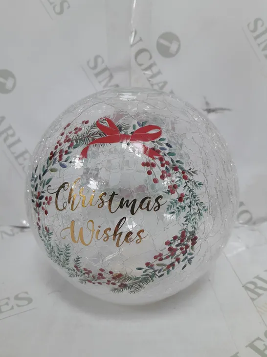 FESTIVE PRE-LIT SCENIC CRACKLE GLASS SPHERE