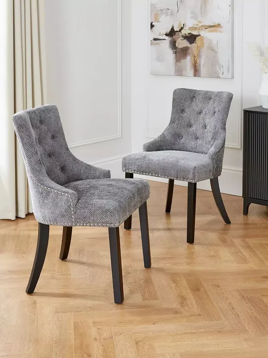 BOXED PAIR OF WARWICK CHUNKY WEAVE DINING CHAIRS IN GREY - COLLECTION ONLY RRP £29.99