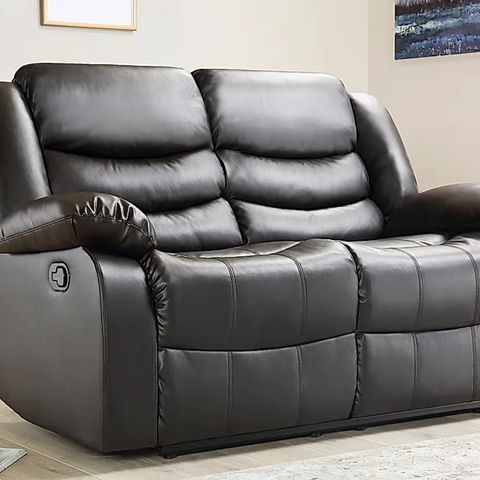 BOXED DESIGNER SORRENTO BROWN LEATHER 2 SEATER RECLINER SOFA