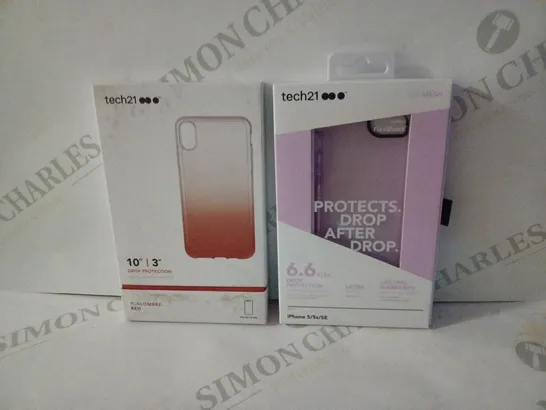 APPROXIMATELY 86 TECH 21 ELECTRICAL CASES TO INCLUDE; 30 PURPLE IPHONE 5/5S/SE AND 56 RED IPHONE XS MAX PHOE CASES