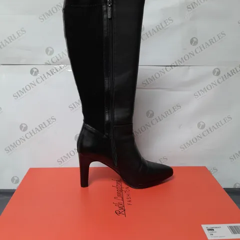 RUTH LANGSFORD LADIES KNEE HIGH HIGH HEEL BLACK BOOTS SIZE 5