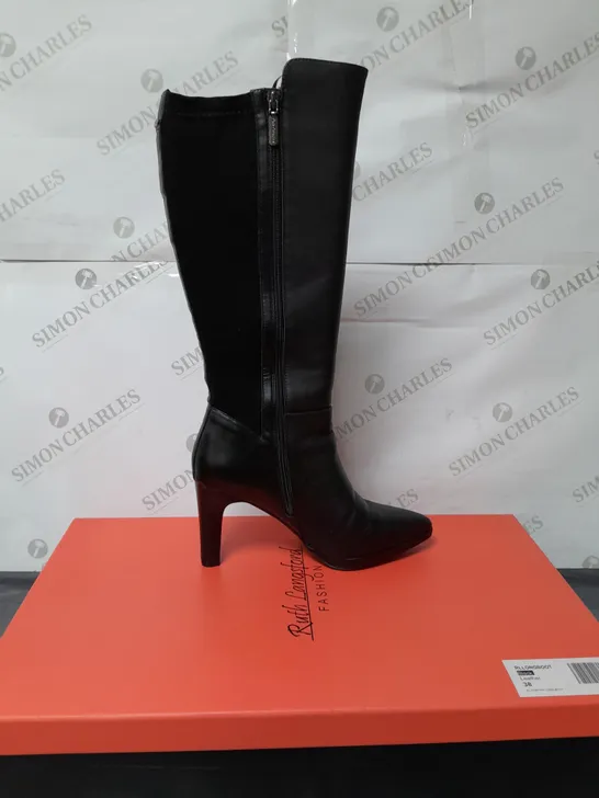 RUTH LANGSFORD LADIES KNEE HIGH HIGH HEEL BLACK BOOTS SIZE 5