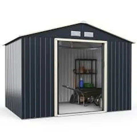 BOXED COSTWAY COSTWAY METAL STORAGE SHED FOR GARDEN AND TOOLS W/SLIDING DOUBLE LOCKABLE DOORS - GREY (3 BOXES)