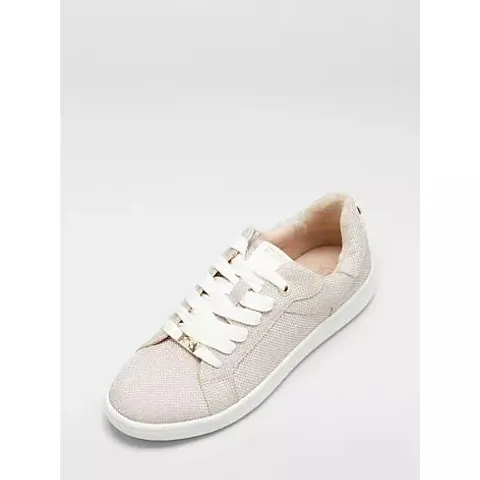 DUNE LONDON ENDURING LACE UP TRAINER- ROSE GOLD SIZE 6