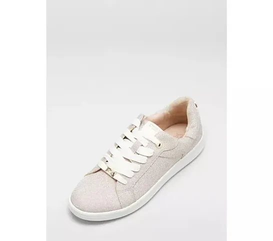 DUNE LONDON ENDURING LACE UP TRAINER- ROSE GOLD SIZE 6