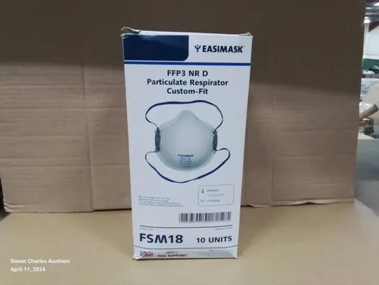 BOX OF APPROXIMATELY 60X EASIMASK FFP3 NR D FSM18 B/5 PARTICULATE RESPIRATOR CUSTOM FIT (1 BOX)