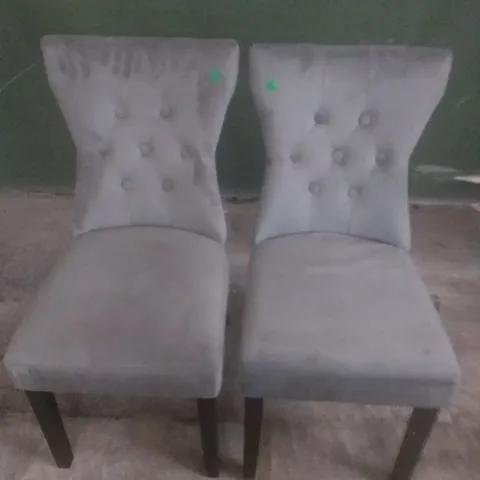 X2 KENSINGTON GREY VELVET BUTTON BACK DINING CHAIR BLACK LEGS 