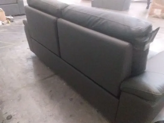 DESIGNER POWER RECLINING 3 SEATER SOFA CHARCOAL LEATHER