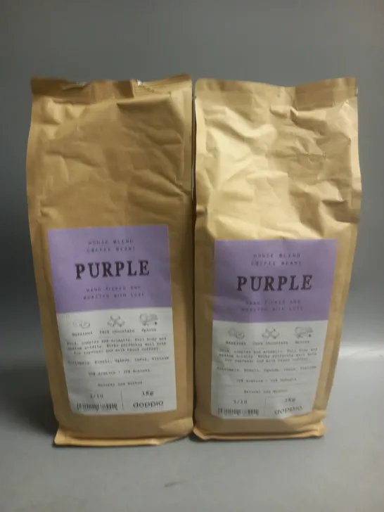 LOT OF 2 1KG PACKS OF HOUSE BLEND PURPLE COFFEE 