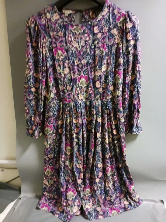 MONSOON LADIES LONG SLEEVED DRESS PURPLE MULTI SIZE M