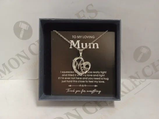 SILVER EFFECT `MOM` HEART PENDANT NECKLACE