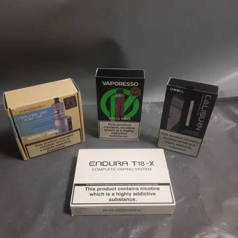 APPROXIMATELY 20 BOXED E-CIGARETTES TO INCLUDE UWELL, VAPORESSO, INNOKIN ETC