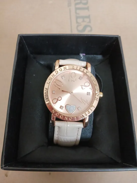 LIPSY HEART DETAIL DIAL NUDE STRAP WATCH