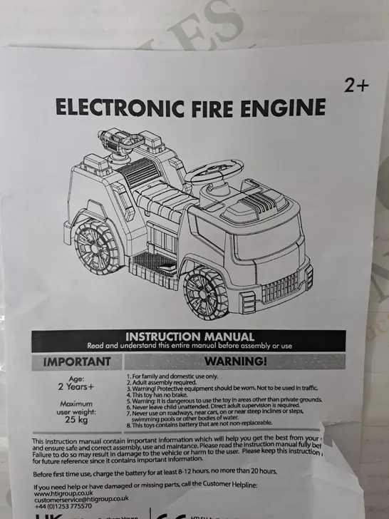 BOXED EVO ELECTRONIC 6V RIDE-ON FIRE ENGINE RRP £80