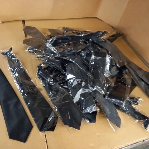 LOT OF BAGGED BLACK CLIP ON TIES