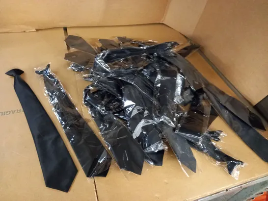 LOT OF BAGGED BLACK CLIP ON TIES