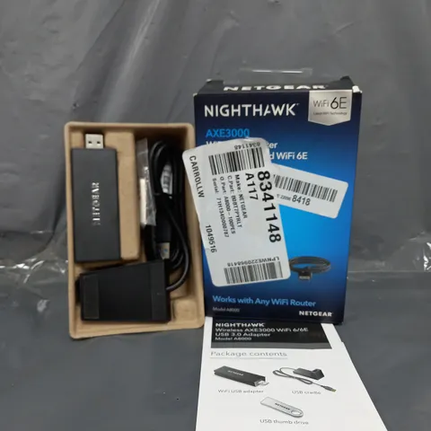 BOXED NIGHTHAWK AXE3000 WIFI USB ADAPTER USB 3.0 TRI-BAND WIFI 6E