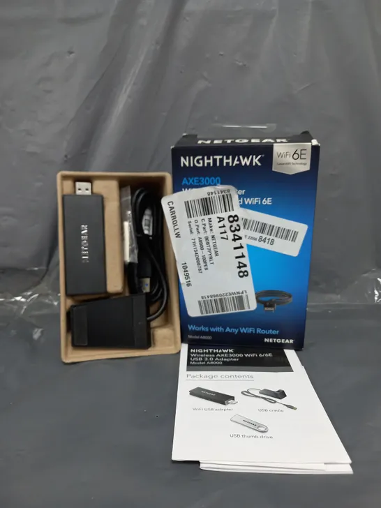 BOXED NIGHTHAWK AXE3000 WIFI USB ADAPTER USB 3.0 TRI-BAND WIFI 6E