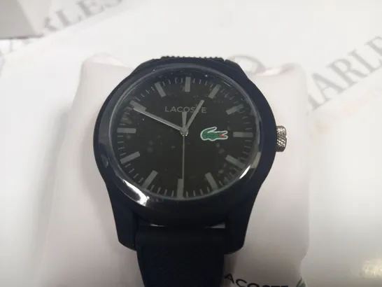 LACOSTE ALL BLACK WATCH WITH SILICONE STRAP