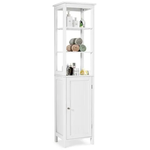 BOXED COSTWAY FREESTANDING FLOOR CABINET WITH 3-POSITION MIDDLE PANEL AND ANTI-TOPPLING MECHANISM - WHITE