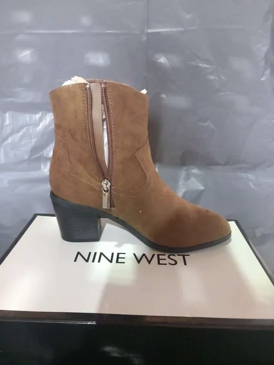 FAITH BROWN SUEDE EFFECT ANKLE BOOTS SIZE 4