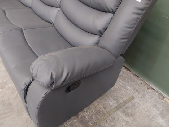 DESIGNER MANUAL RECLINING THREE SEATER SOFA CHARCOAL LEATHER 